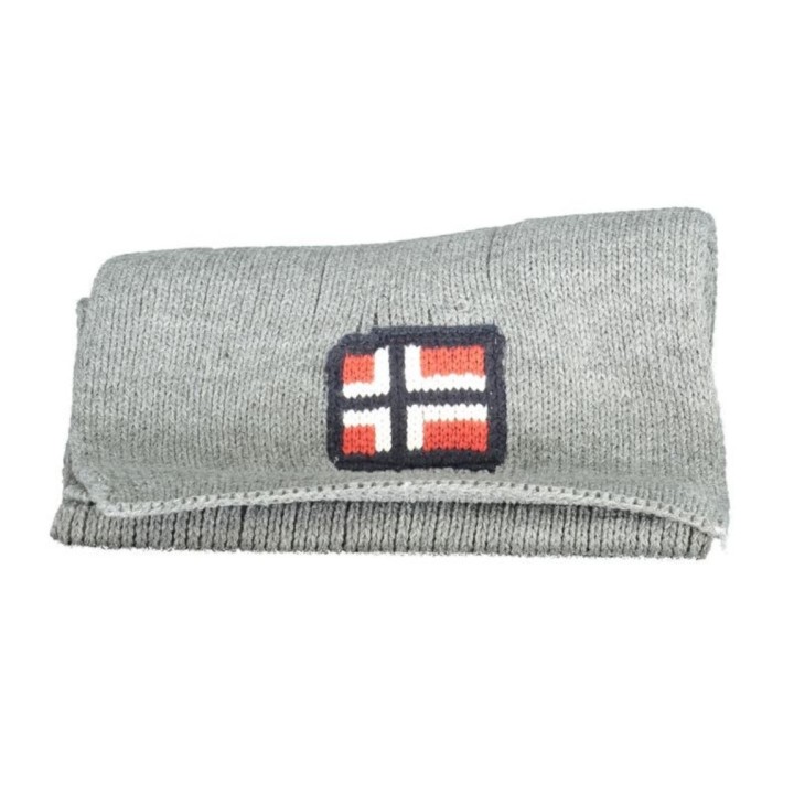 Bufanda gris de punto Norway 1963 con parche bordado vista frontal