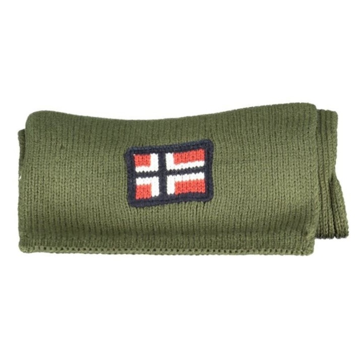 Bufanda de punto verde para hombre Norway 1963 con logo bordado vista plegada