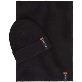 Set de bufanda y gorro Calvin Klein en algodón y cachemir negro