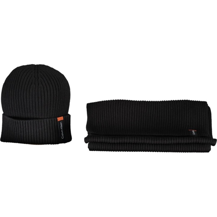 Conjunto gorro y bufanda de algodon negro Calvin Klein vista detalle