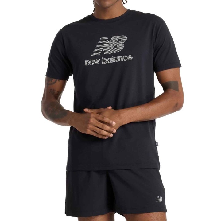 Camiseta New Balance Heathertech Logo negro vista frontal