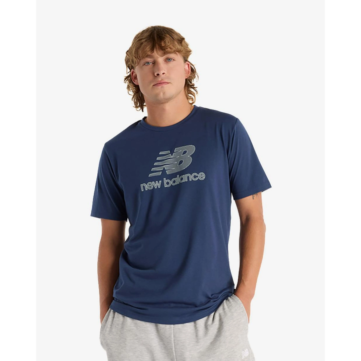 Camiseta New Balance Heathertech Logo azul marino vista frontal