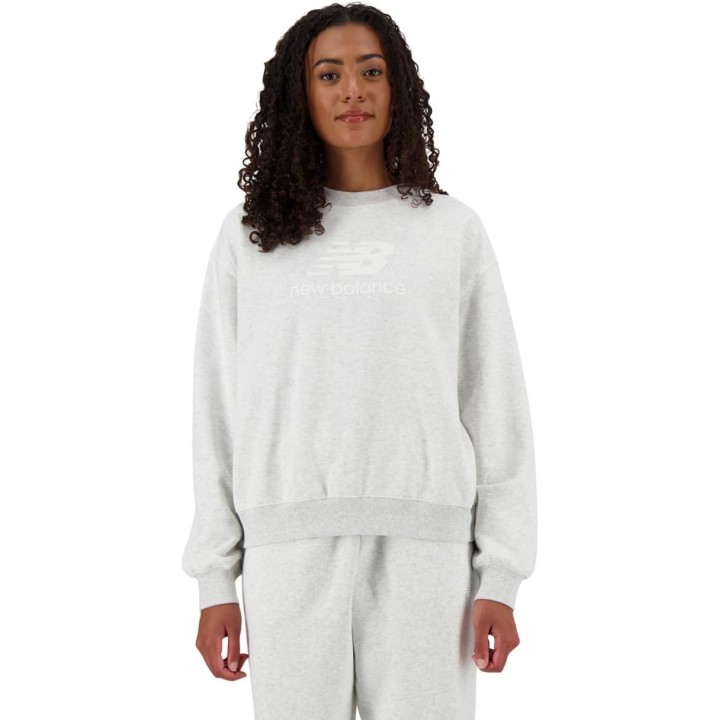 Sudadera New Balance Sport Essentials French Terry Logo blanco vista general
