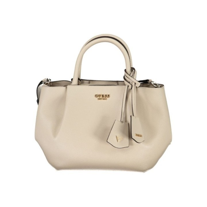 bolso beige de polietileno para mujer Guess vista frontal