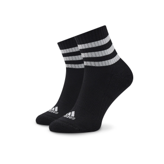 Calcetines Adidas media caña con tres franjas 3 pack negro blanco vista frontal