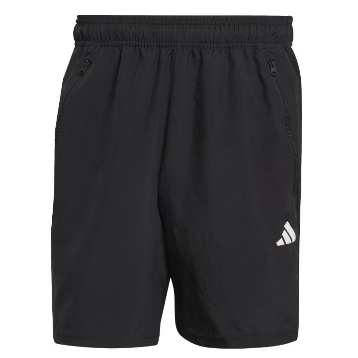 Shorts deportivos negros para hombre adidas vista frontal con logo blanco