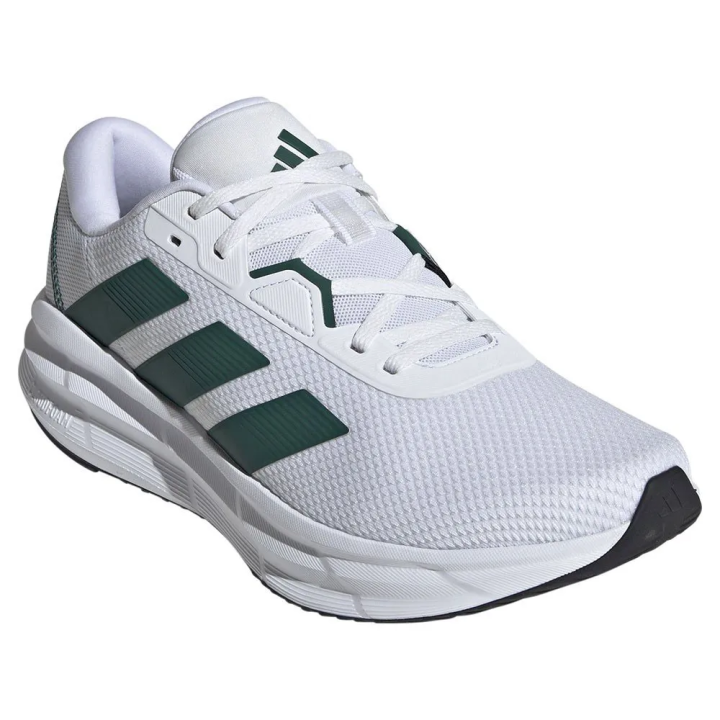 Zapatillas Adidas Galaxy 7 running blancas verdes vista trescuartos