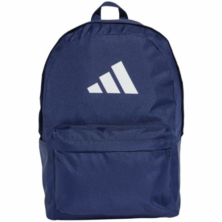 Mochila Adidas Classic Bars azul oscuro blanco vista frontal