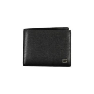 Billetera de piel negra para hombre Guess vista frontal