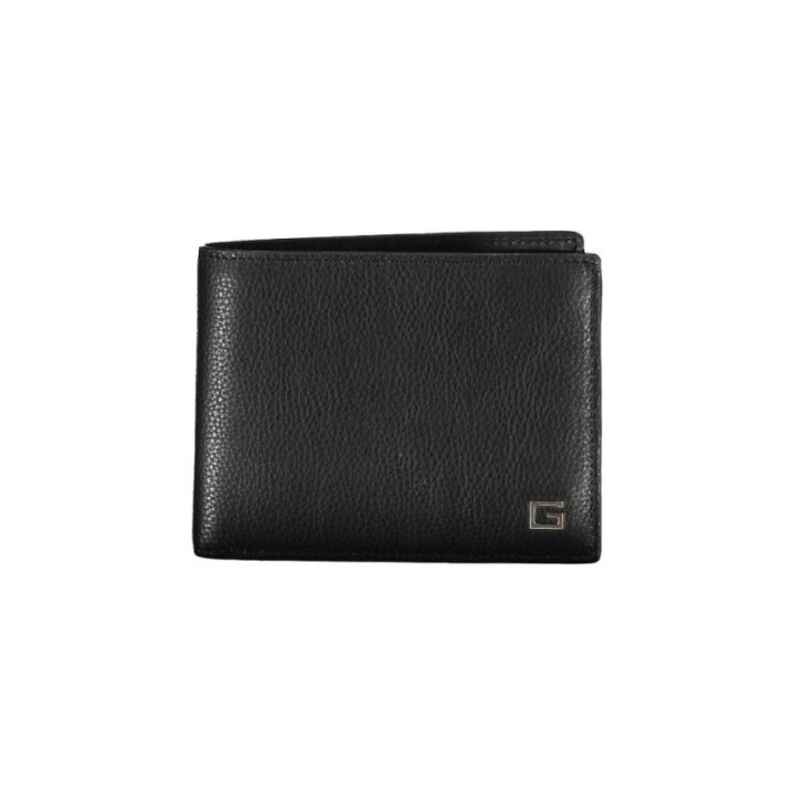 Billetera de piel negra para hombre Guess vista frontal
