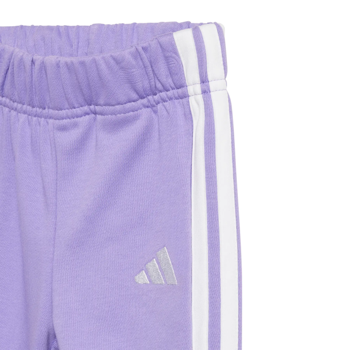 Chándal Adidas infantil con tres franjas fleece rosa claro blanco vista detalle