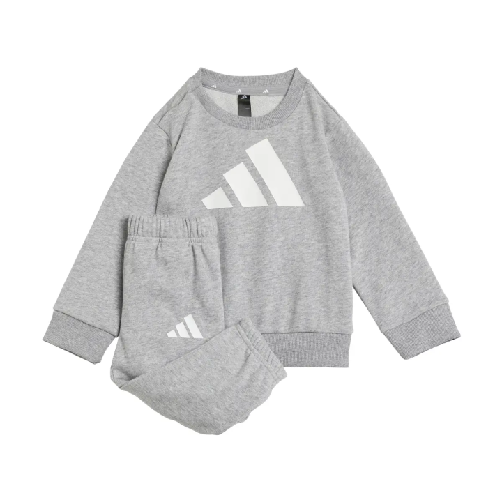 Chándal Adidas bebé chaqueta y pantalón jogger de felpa gris blanco vista general