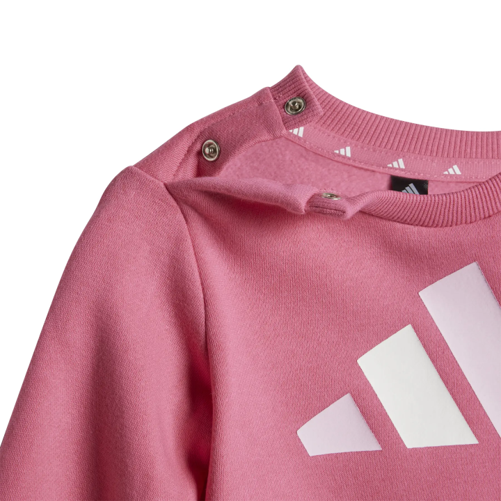 Chándal Adidas infantil chaqueta y pantalón jogger de felpa rosa gris vista detalle