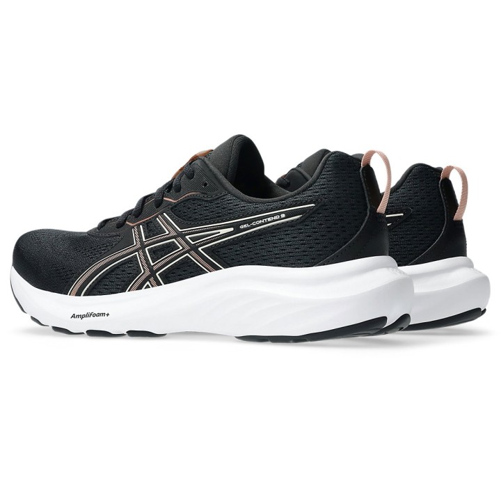 Zapatillas Asics Gel Contend 9 running negro rojo arena vista trescuartos