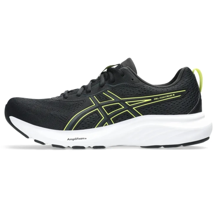 Zapatillas Asics Gel Contend 9 running negro amarillo vista lateral