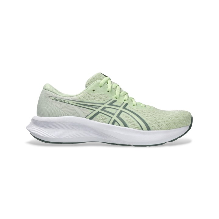 Zapatillas Asics Patriot 14 running verde claro azul vista lateral