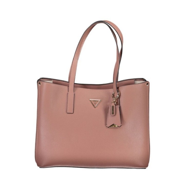 bolso tote de polietileno rosa para mujer Guess vista frontal