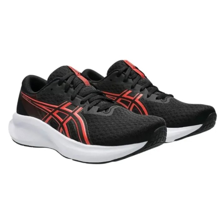 Zapatillas Asics Patriot 14 running negro rosa oscuro vista tres cuartos