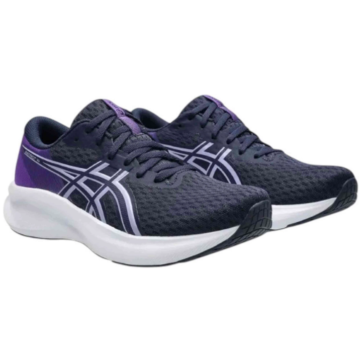 Zapatillas Asics Patriot 14 running azul marino gris vista tres cuartos