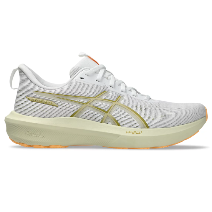 Zapatillas Asics GT 1000 14 running blanco verde lima lateral
