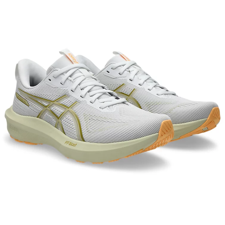 Zapatillas Asics GT 1000 14 running blanco verde lima vista tres cuartos