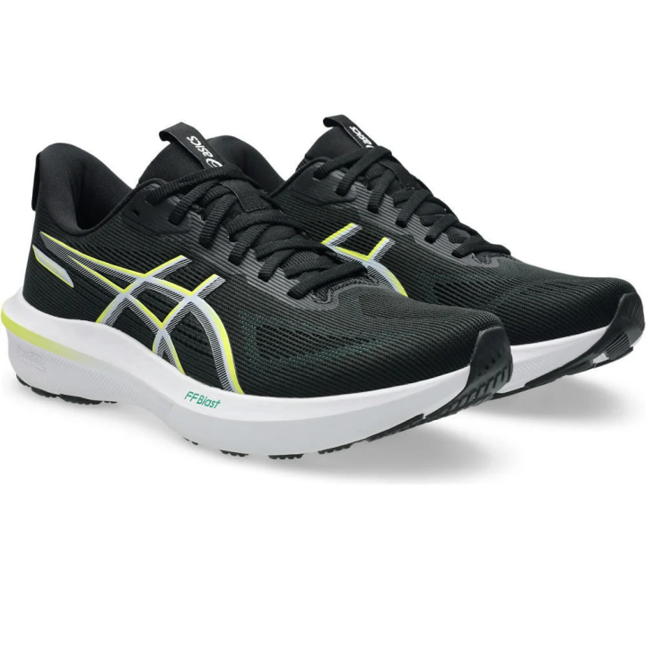 Zapatillas Asics GT 1000 14 running negro amarillo vista trescuartos