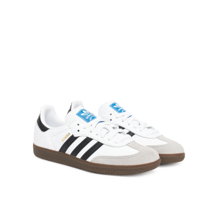 Zapatillas Adidas Samba OG casual blanco negro vista tres cuartos