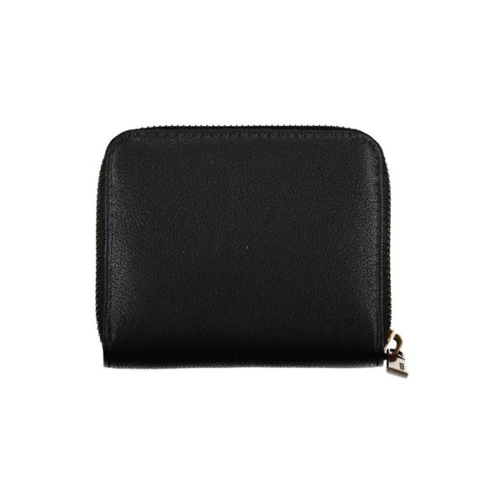 cartera negra de polietileno Guess para mujer vista frontal con cremallera