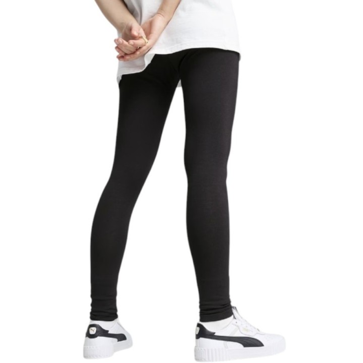 Leggings Puma Essentials con logotipo pequeño negros vista dorsal