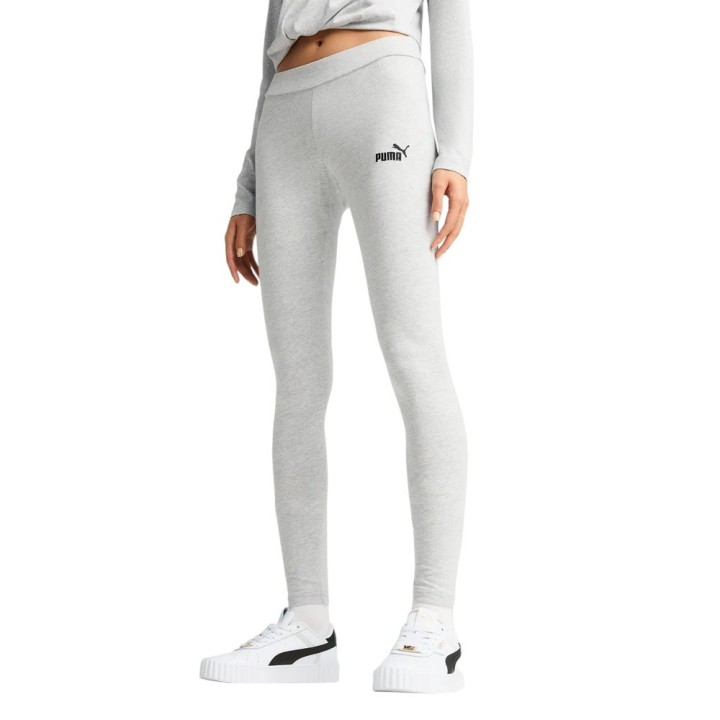 Leggings Puma Essentials con logotipo pequeño grises vista frontal