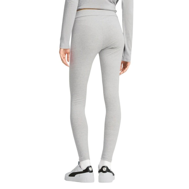 Leggings Puma Essentials con logotipo pequeño grises vista dorsal