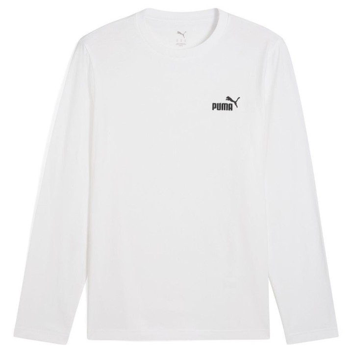 Camiseta Puma Essentials con logotipo pequeño de manga larga blanca