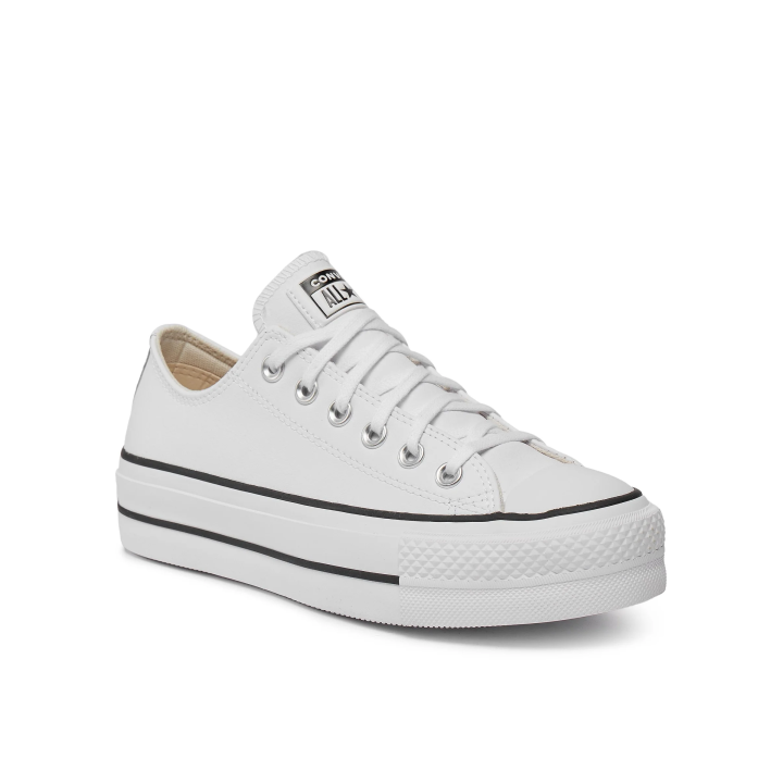 Zapatillas Converse Chuck Taylor All Star Platform Clean piel blanco vista tres cuartos