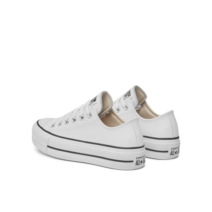 Zapatillas Converse Chuck Taylor All Star Platform Clean piel blanco vista tres cuartos dorsal