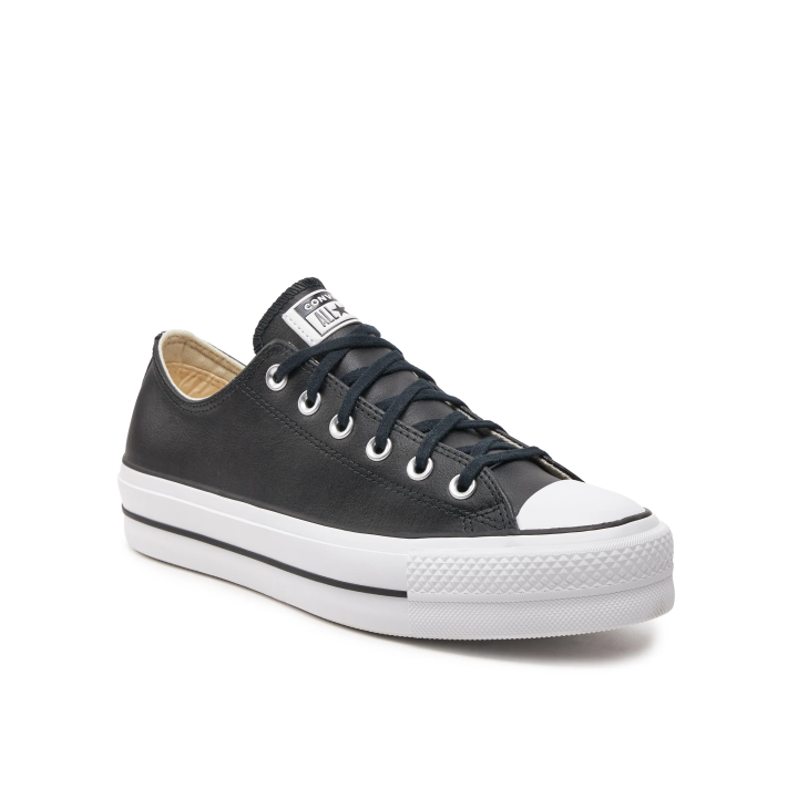 Zapatillas Converse Chuck Taylor All Star Platform Clean piel negro vista tres cuartos