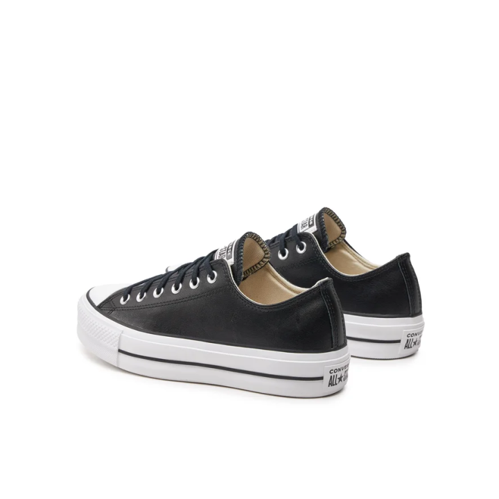 Zapatillas Converse Chuck Taylor All Star Platform Clean piel negro tres cuartos dorsal