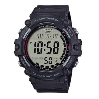 Reloj digital Casio unisex negro con correa de resina vista frontal