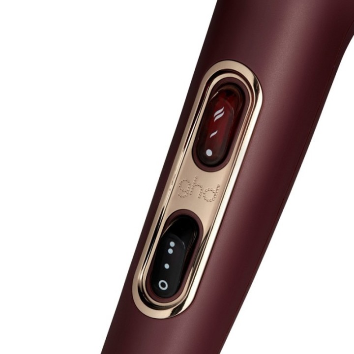 Secador profesional ghd Helios burdeos vista detalle botón