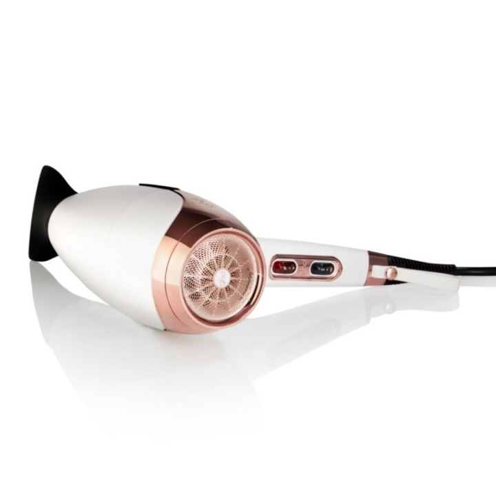 Secador profesional ghd Helios blanco vista dorsal