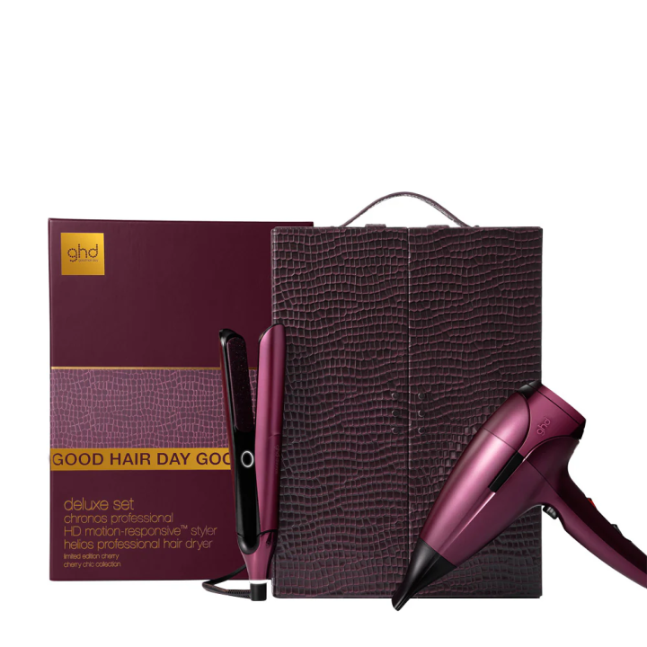 Set regalo ghd Deluxe Cherry secador + plancha edición limitada vista general