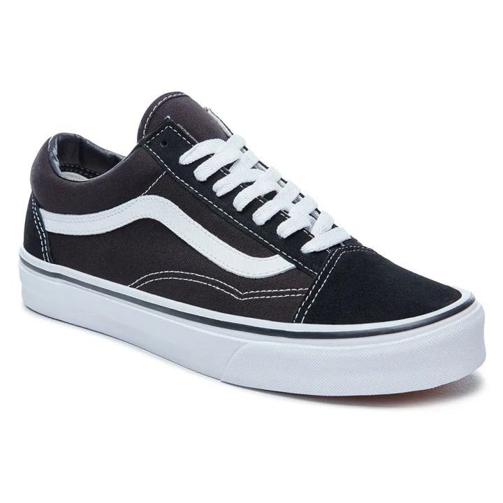 Zapatillas Vans Old Skool casual unisex negro blanco vista tres cuartos
