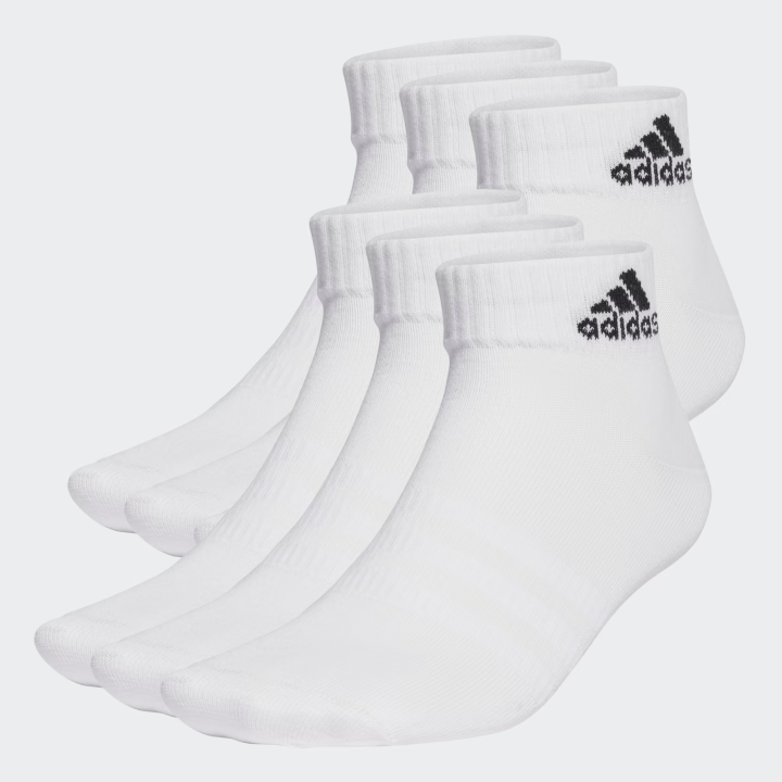 Calcetines Adidas tobilleros 6 pack blanco negro vista frontal