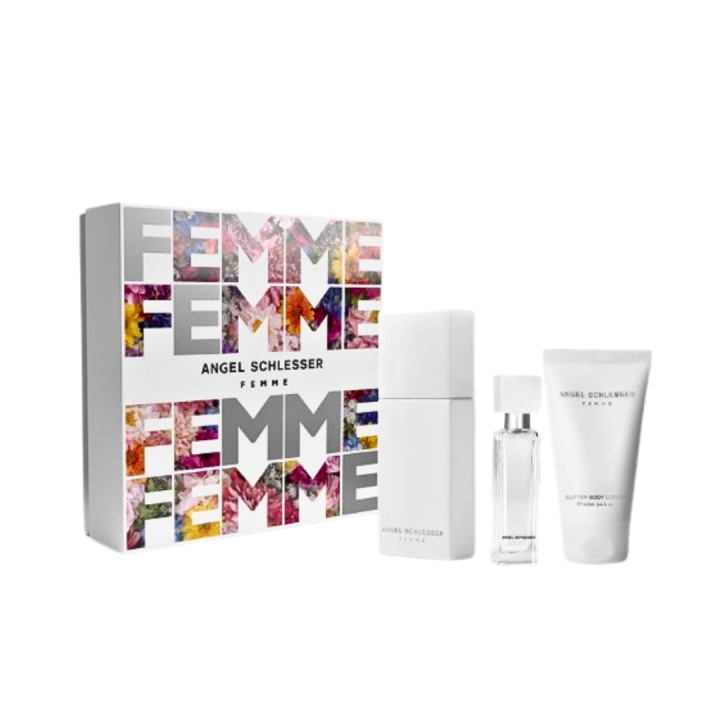 Estuche de perfume a schlesser femme para mujer con caja blanca y frascos