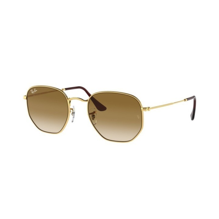 Gafas de sol Ray-Ban RB3548 hexagonal dorado con cristales marrón degradado vista frontal