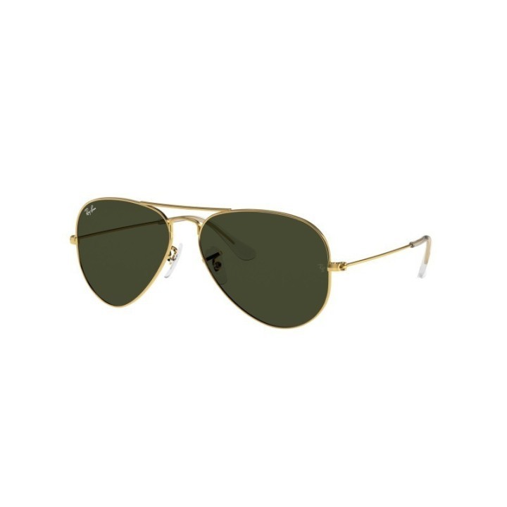 Gafas de sol Ray-Ban RB3025 Aviator dorado con cristales verde G15 vista frontal