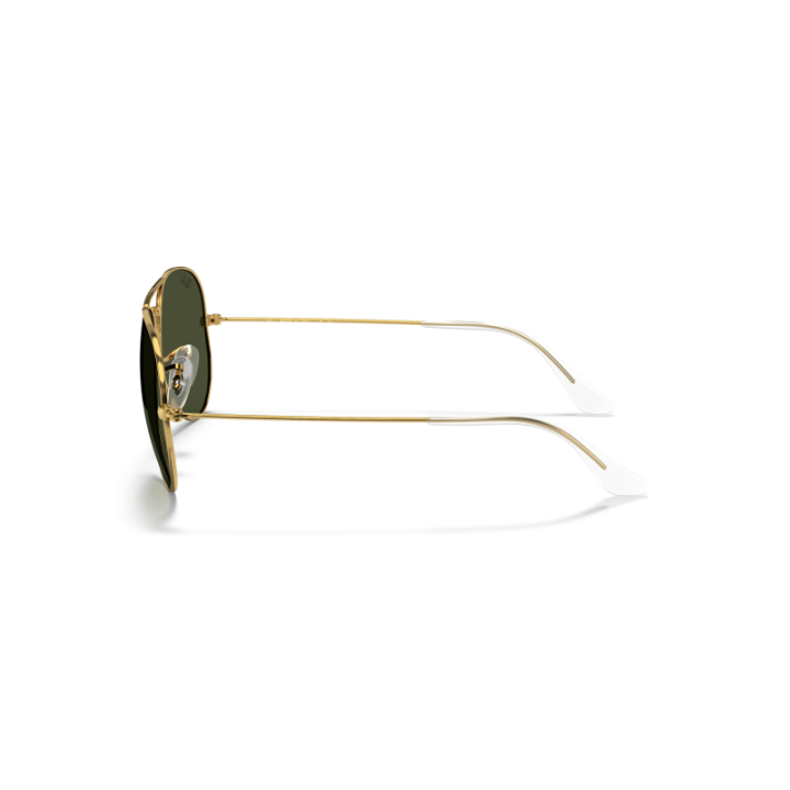 Gafas de sol Ray-Ban RB3025 Aviator dorado con cristales verde G15 vista lateral
