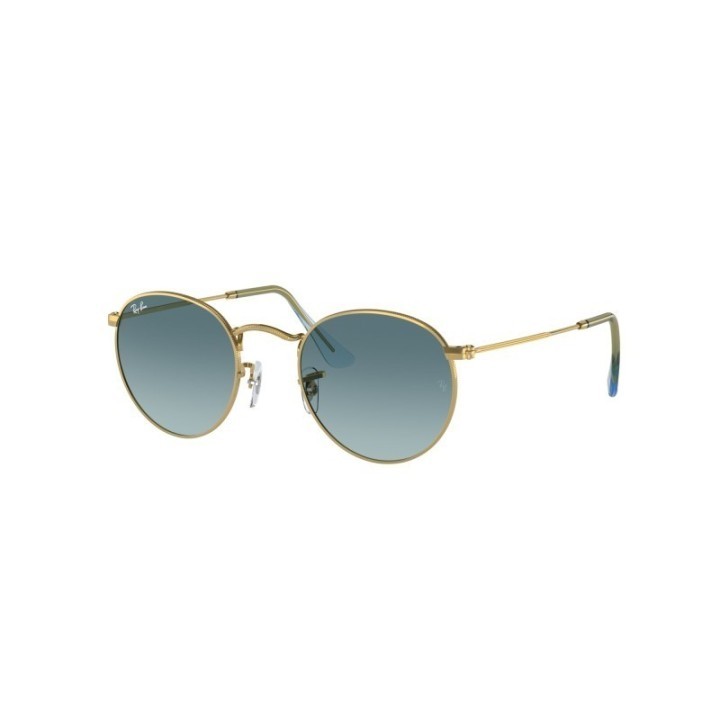 Gafas de sol Ray-Ban RB3447 Round Metal dorado con cristales  azules vista frontal