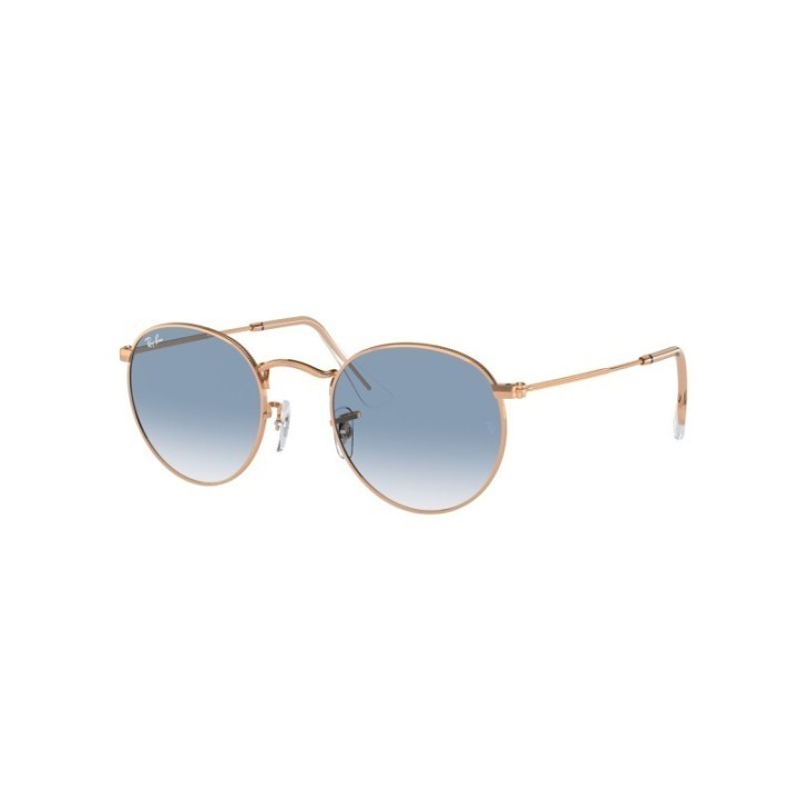 Gafas de sol Ray-Ban RB3447 Round Metal dorado con cristales azul degradado vista frontal