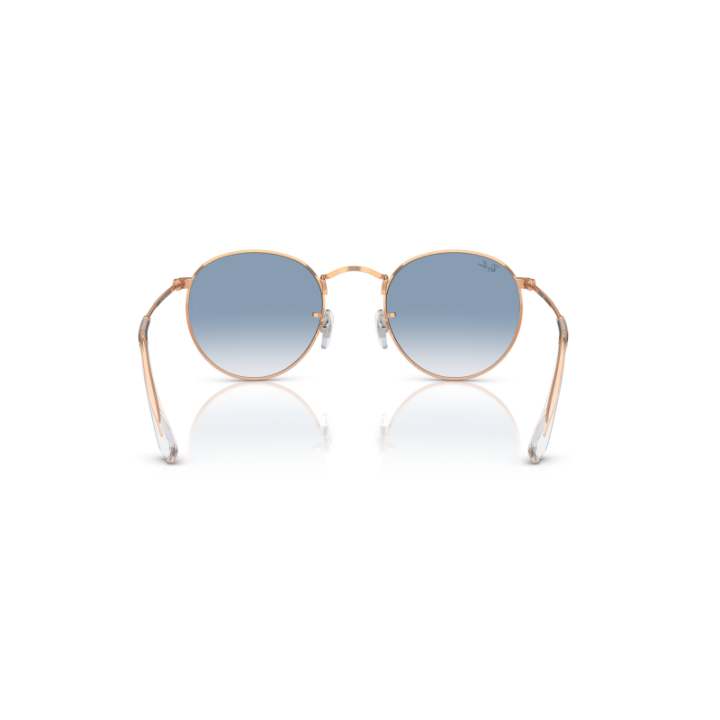 Gafas de sol Ray-Ban RB3447 Round Metal dorado con cristales azul degradado vista dorsal