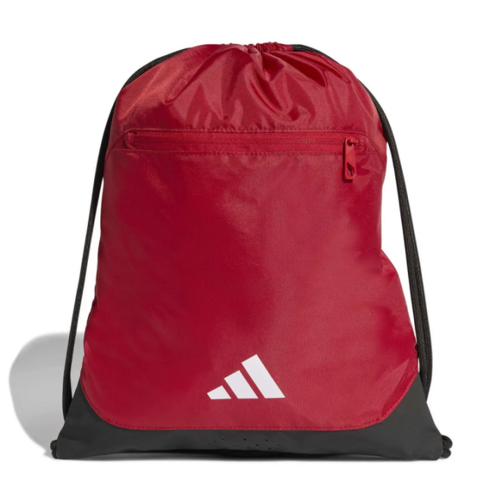 Bolsa de cuerdas Adidas roja y blanca vista frontal